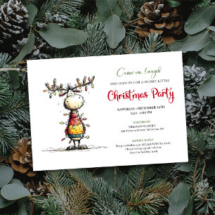 Quirky Reindeer Holiday Party Invitation Card