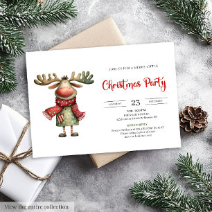 Quirky Reindeer Watercolor Kids Celebration Invite