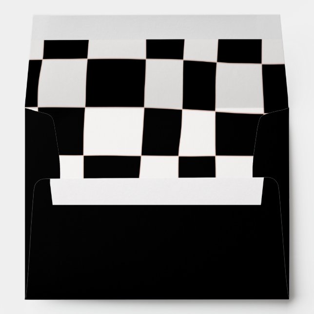 Quirky Retro Black White Chequerboard  Envelope (Back (Bottom))