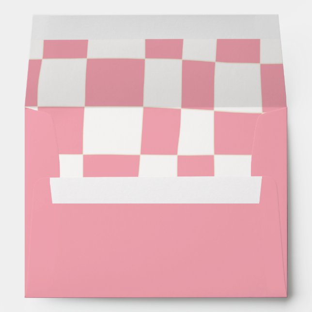 Quirky Retro Blush Pink White Chequerboard  Envelope (Back (Bottom))