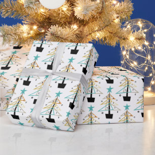 Quirky Retro Holiday Christmas Tree Mid Century Wrapping Paper