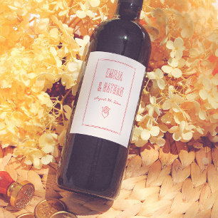 Quirky Retro Love Struck Hand Drawn Cupid Wedding Wine Label