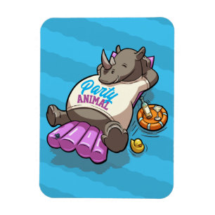Quirky Rhino Party Animal Pool Inflatable Cartoon Magnet