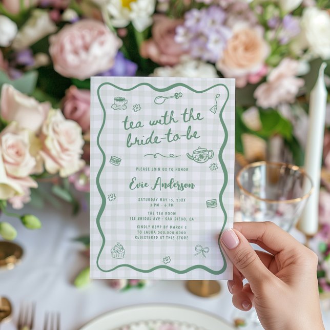 Quirky Sage Green Bridal Tea Party Invitation (Creator Uploaded)