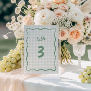 Quirky Sage Green Gingham Invitation