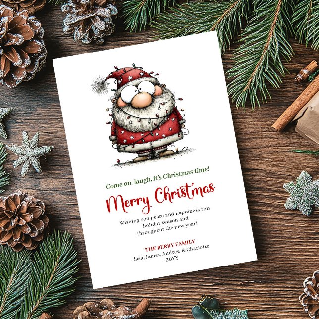 Quirky Santa Cartoon Festive Christmas Greeting Holiday Card (Quirky Santa Cartoon Festive Christmas Greeting)