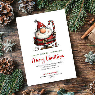Quirky Santa Cartoon Funny Christmas Greeting Card