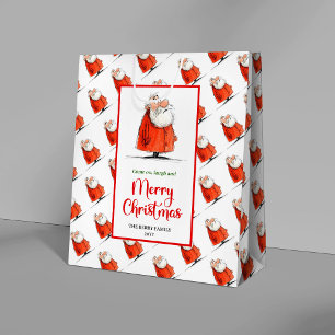 Quirky Santa Claus cheerful holiday gift bags