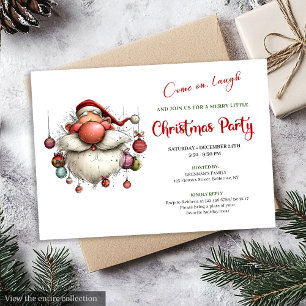 Quirky Santa Claus Classic Red Green Holiday   Invitation