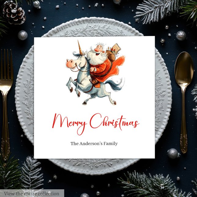 Quirky Santa Claus Funny Christmas Dinner Napkins (Quirky Santa Claus Funny Christmas Dinner Napkins)