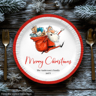 Quirky Santa Claus Watercolor Festive Tableware Paper Plate