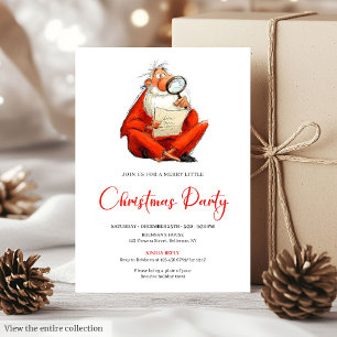 Quirky Santa Claus Watercolor Holiday Party Invite