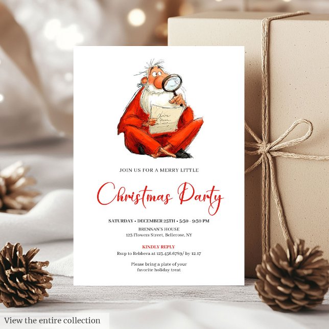 Quirky Santa Claus Watercolor Holiday Party Invite (Quirky Santa Claus Watercolor Holiday Party Invite)