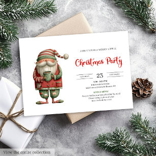 Quirky Santa Trendy Red Green Holiday Party Invite