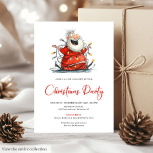 Quirky Santa Watercolor Holiday Party Invitation 