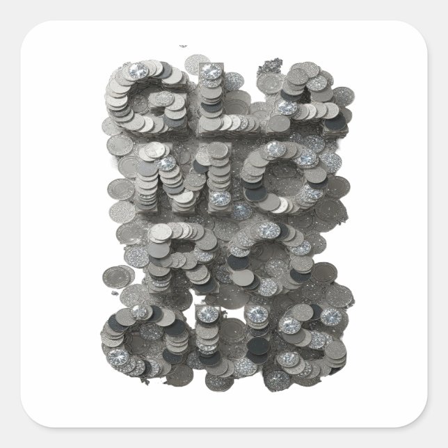 Quirky Silver GLAMOROUS Decal Art Square Sticker (Front)