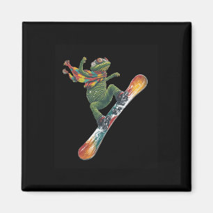 Quirky Snowboarding Lizard Winter Sports Magnet