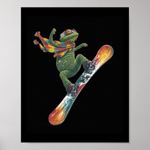 Quirky Snowboarding Lizard Winter Sports  Poster