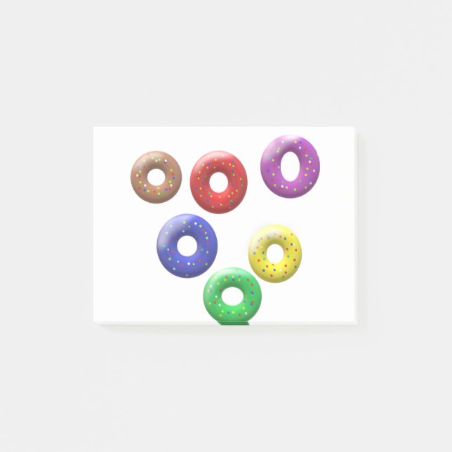 Quirky spotted doughnut shapes post-it notes (Front)