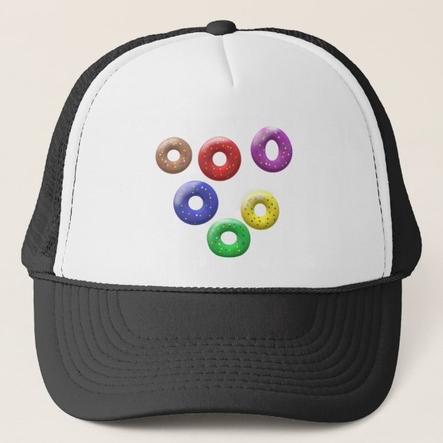 Quirky spotted doughnut shapes trucker hat (Front)