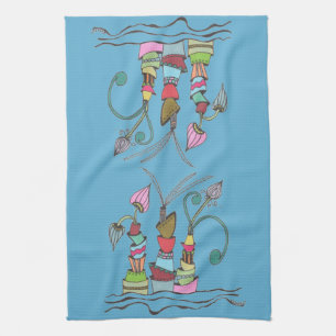 Quirky Stacks (over stove handle) Kitchen Towel