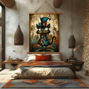 Quirky Steampunk Mouse Character Art Hanging Tapestry