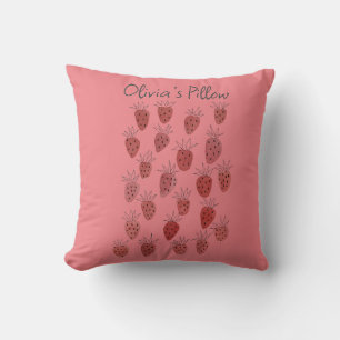 Quirky Strawberry Pattern Throw Pillow