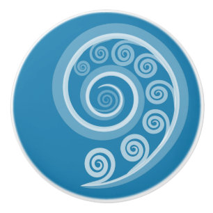 Quirky Summer-Blue Curls & Swirls Ceramic Knob