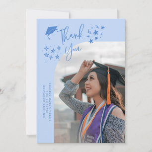 Quirky Thank You Stars Icy Blue Graduate Photo Announcement
