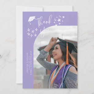 Quirky Thank You Stars Lilac Graduate Photo Announcement