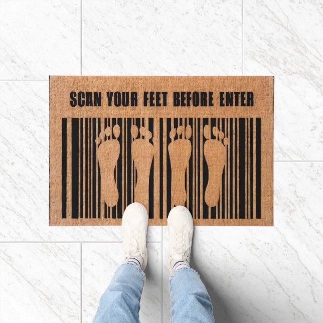Quirky Toe Print Funny Feet Barcode  Doormat (Indoor)