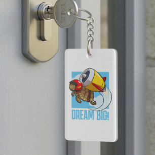 Quirky Tortoise Dream Big! Motivational Cartoon Key Ring