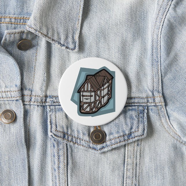 Quirky Tudor House Mediaeval Architecture  7.5 Cm Round Badge (Creator Uploaded)