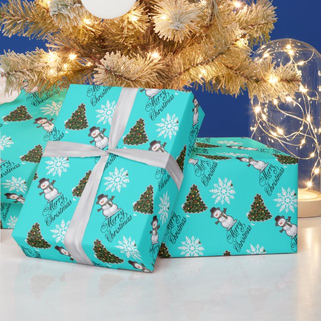 Quirky Turquoise Wrapping Paper (Holidays)