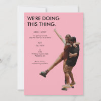 Quirky Unique Modern Minimalist Pink Photo Wedding