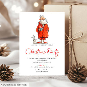 Quirky Watercolor Santa Claus Holiday Party Invite