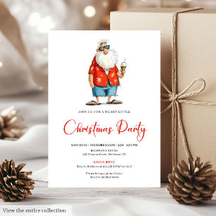 Quirky Watercolor Santa Funny Christmas Invitation