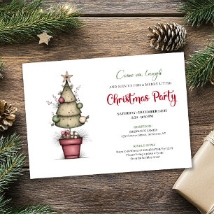 Quirky watercolor tree chic Christmas celebration Invitation