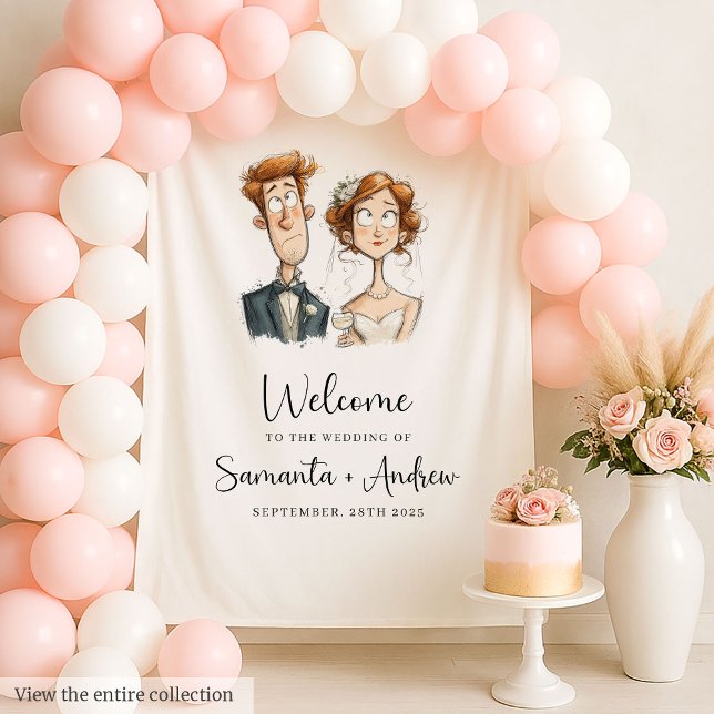 Quirky Wedding Tapestry Watercolor Newlyweds Party (Quirky Wedding Tapestry Watercolor Newlyweds Party Decor)