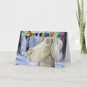 Quirky weimaraner dog christmas card