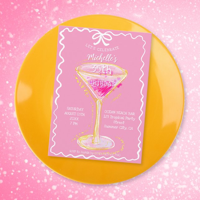 Quirky Whimsical Adult Cocktail Birthday Party Invitation (Creator Uploaded)