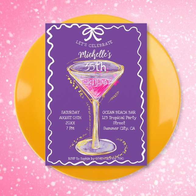 Quirky Whimsical Adult Cocktail Birthday Party Invitation (Creator Uploaded)