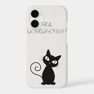 Quirky Whimsical Black Cat Glittery-Hello Gorgeous