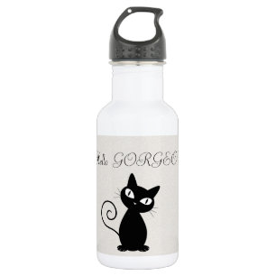 Quirky Whimsical Black Cat Glittery-Hello Gorgeous 532 Ml Water Bottle