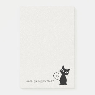 Quirky Whimsical Black Cat Glittery-Hello Gorgeous Post-it Notes