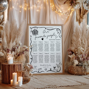 Quirky whimsical black Wedding Seating Chart