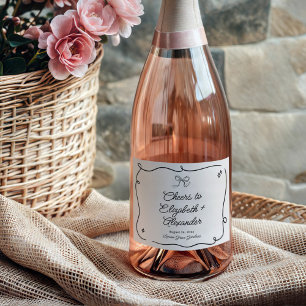 Quirky & Whimsical Bow Wedding Sparkling Wine Label