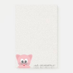 Quirky Whimsical Cat Glittery-Hello Gorgeous Post-it Notes