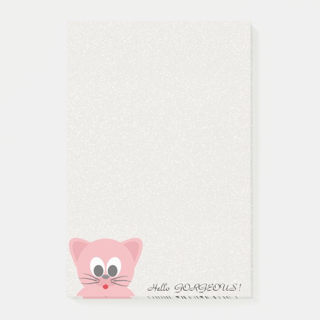 Quirky Whimsical Cat Glittery-Hello Gorgeous Post-it Notes (Front)