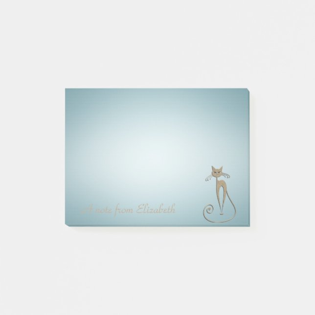 Quirky Whimsical Cat -Personalised Post-it Notes (Front)